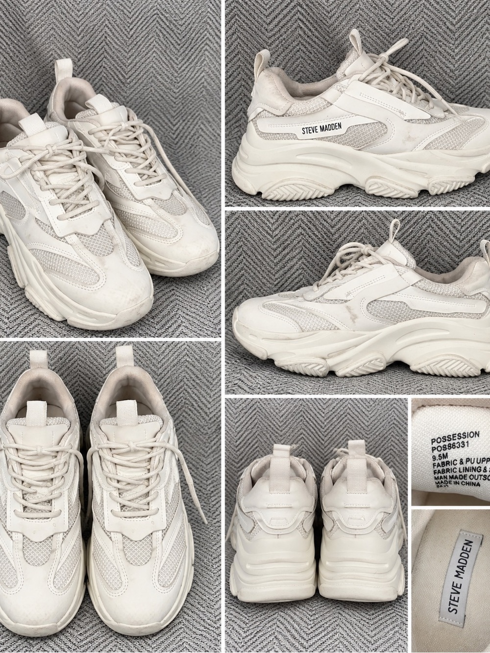 Steve Madden Women’s Cream/Off-White Chunky Sneaker